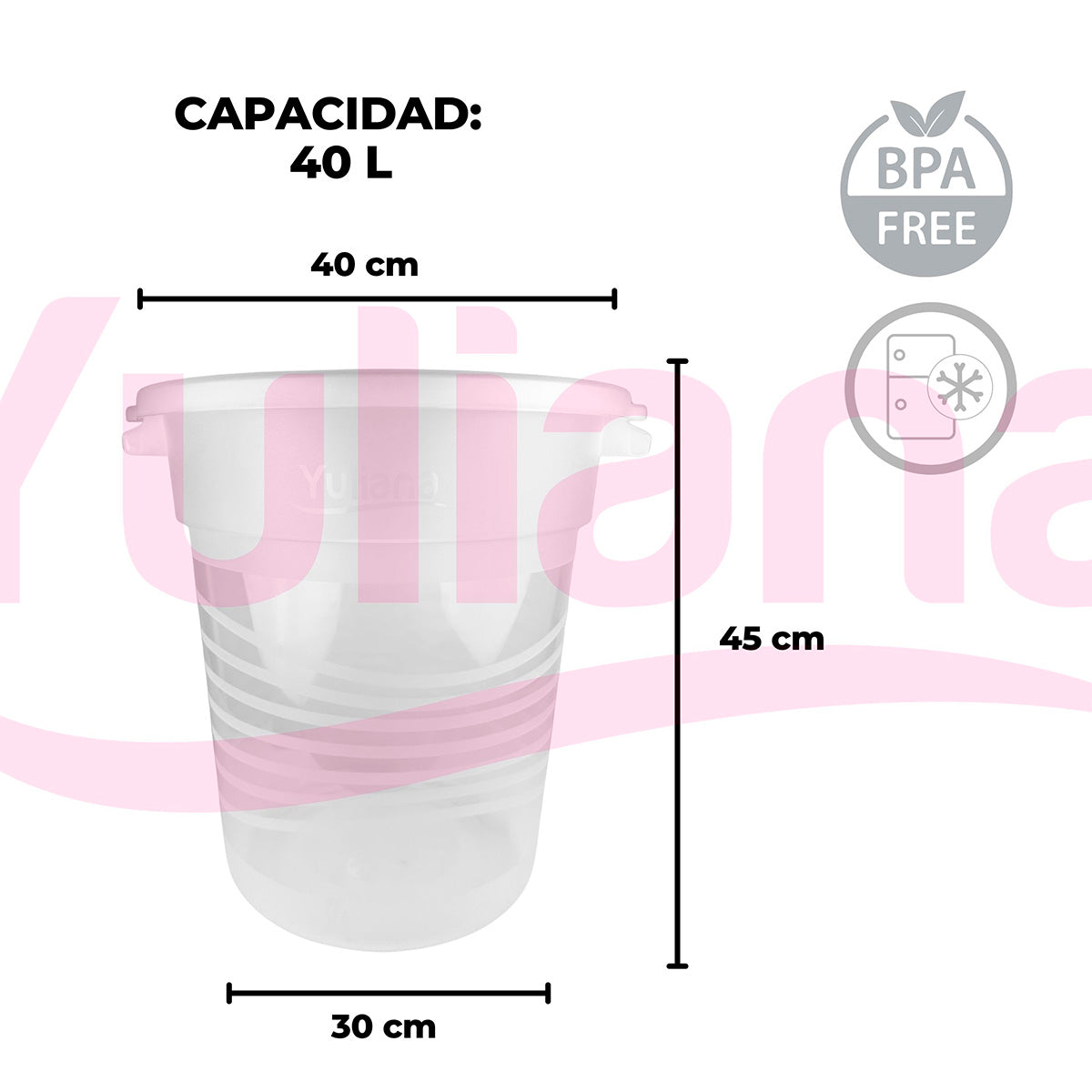 Bote con tapa de 40 Litros trasparente