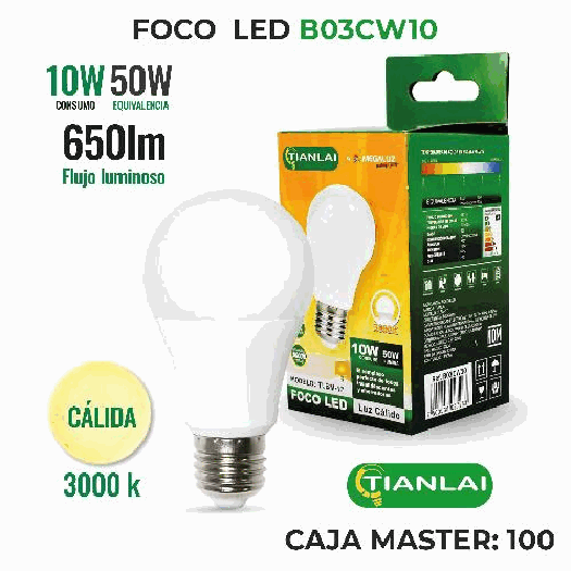 FOCO LED LUZ CALIDA 10WB03CW10
