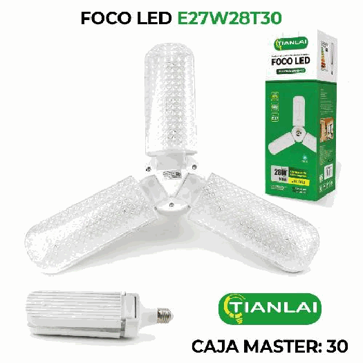 Foco Led 3 Aspas Casa 28w Luz Fria E27W28T30 Tianlai /e