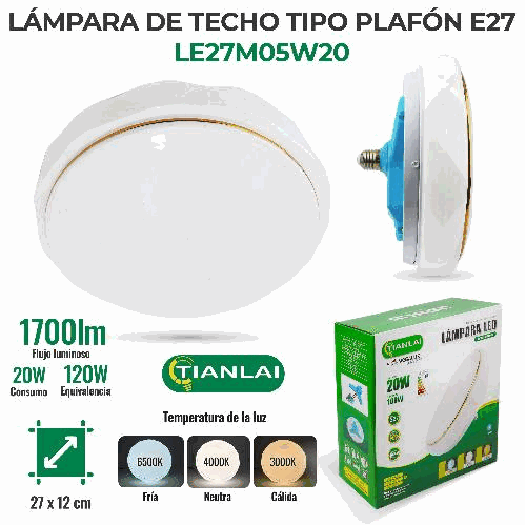 LAMPARA TIPO PLAFON LE27M05W20