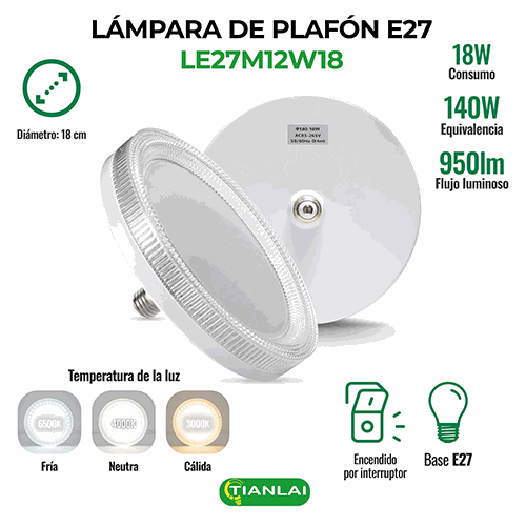 LAMPARA LED LE27M12W18