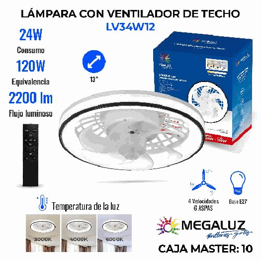 LAMP VENT TECHO LV34W12 13"