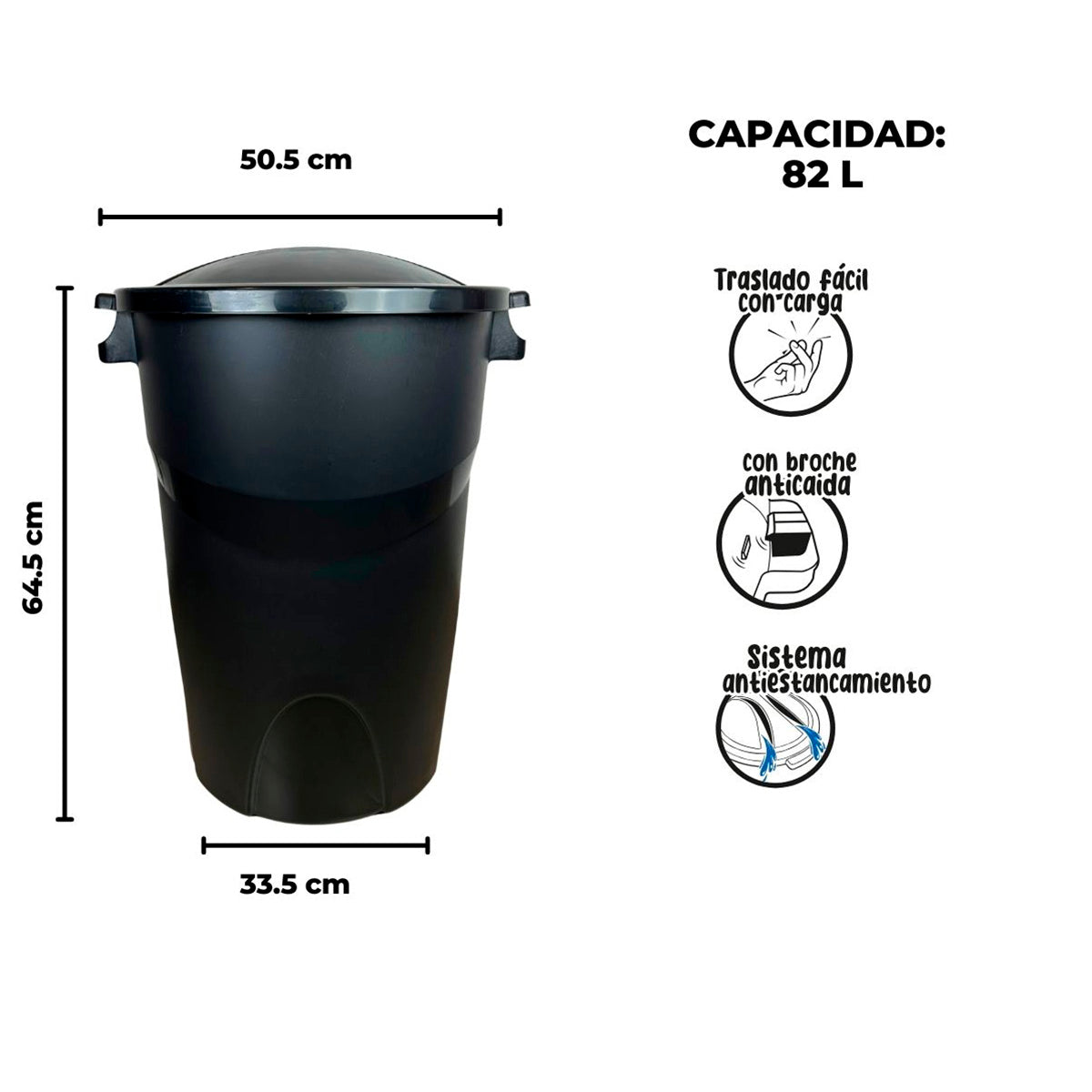 Bote de basura con tapa 62 Litros