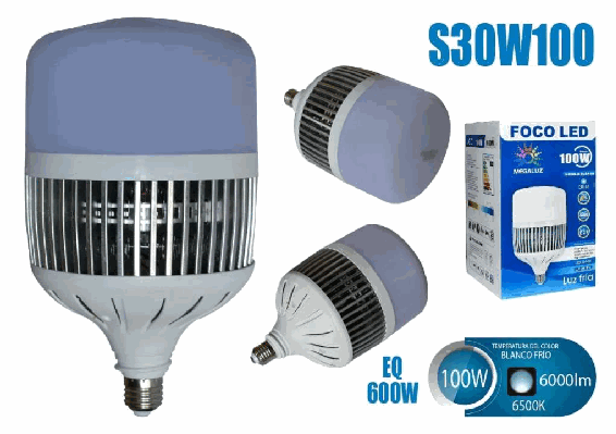 Foco Led Para Casa 100w S30W100 MEGALUZ Tipo Bala /e