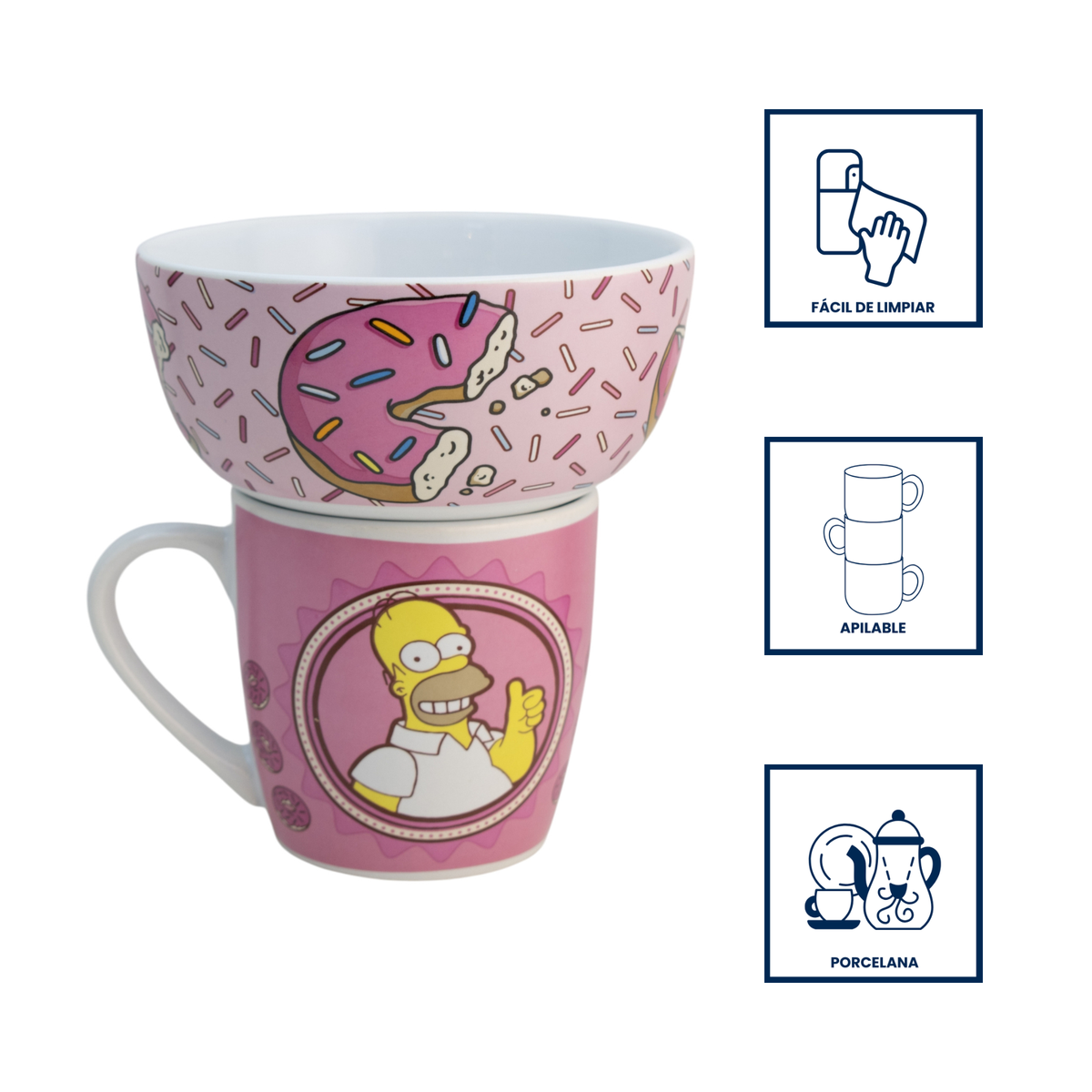 Set para Desayuno de Porcelana Fun Kids Los Simpson 2 Piezas