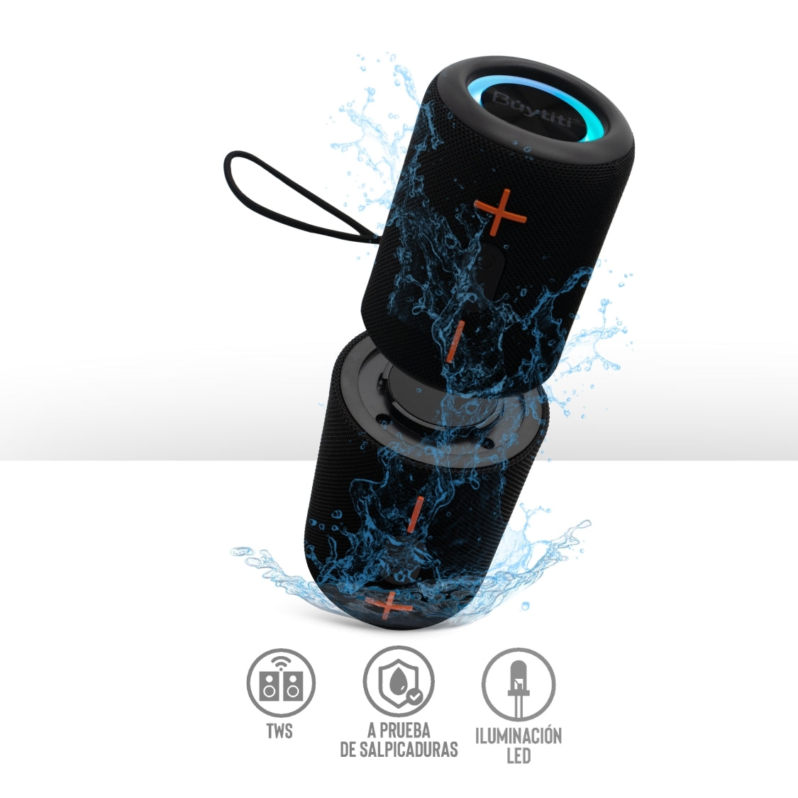 Bocina Bluetooth 2 en 1 con TWS y Luz LED