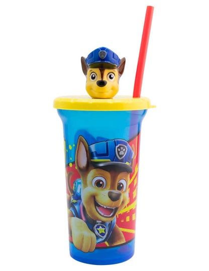 Vaso de Plástico con Tapa 3D y Popote PAW PATROL 443ml - Rojo