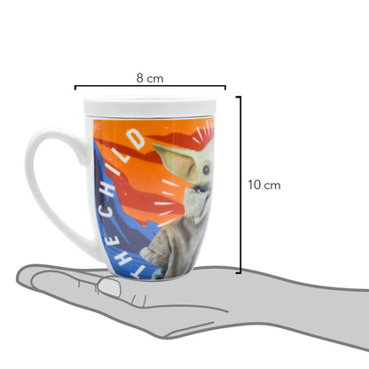 Taza de Porcelana con Tapa Fun Kids Disney Mandalorian Baby Yoda Grogu 385ml