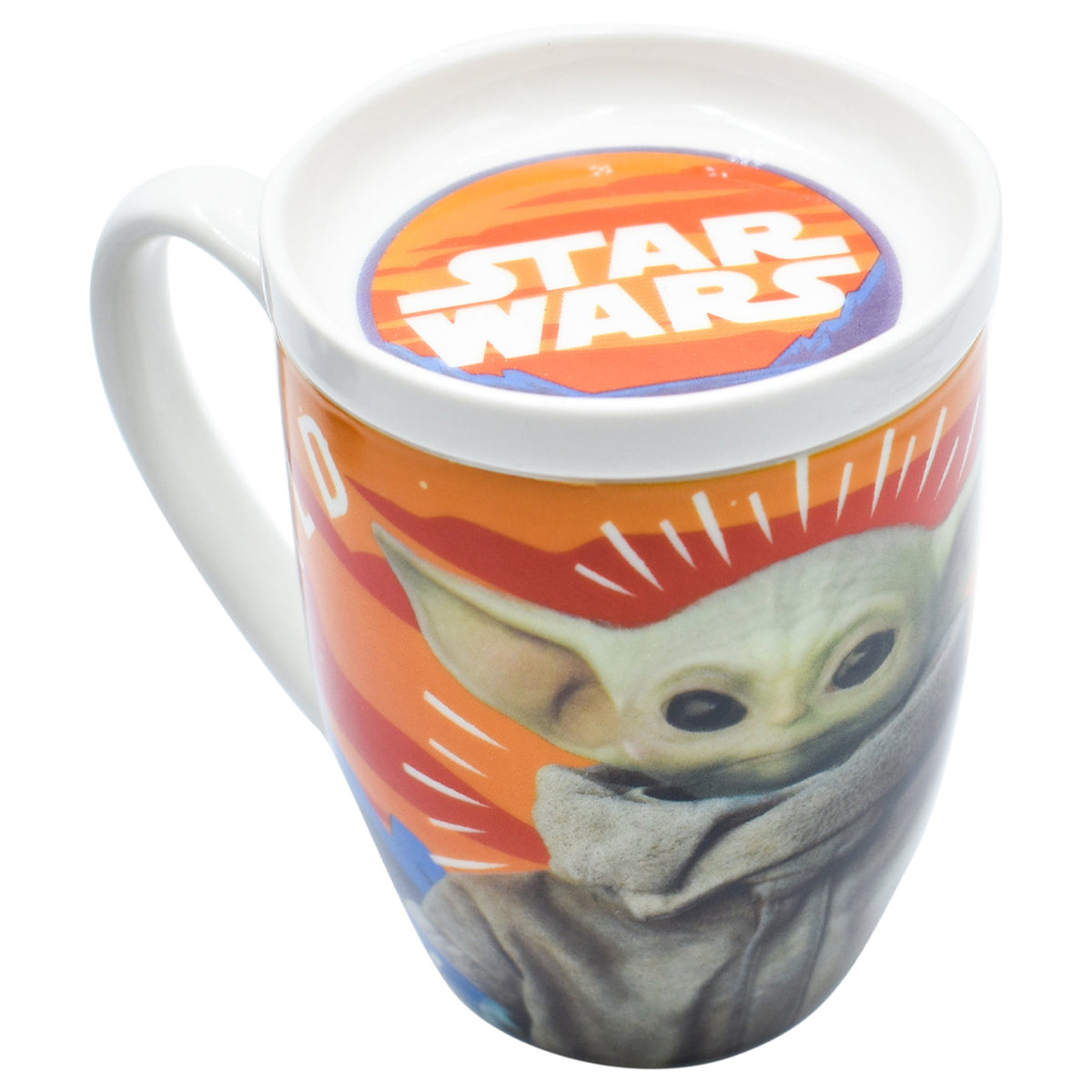 Taza de Porcelana con Tapa Fun Kids Disney Mandalorian Baby Yoda Grogu 385ml