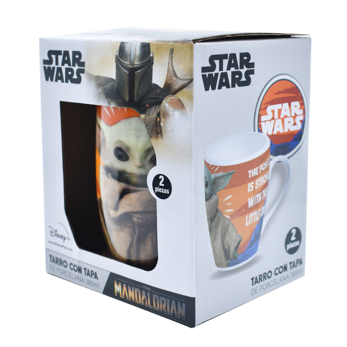 Taza de Porcelana con Tapa Fun Kids Disney Mandalorian Baby Yoda Grogu 385ml