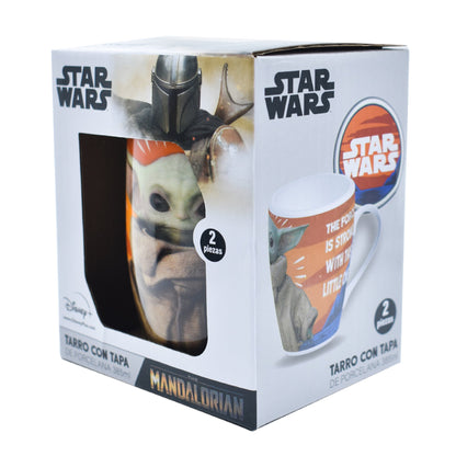 Taza de Porcelana con Tapa Fun Kids Disney Mandalorian Baby Yoda Grogu 385ml