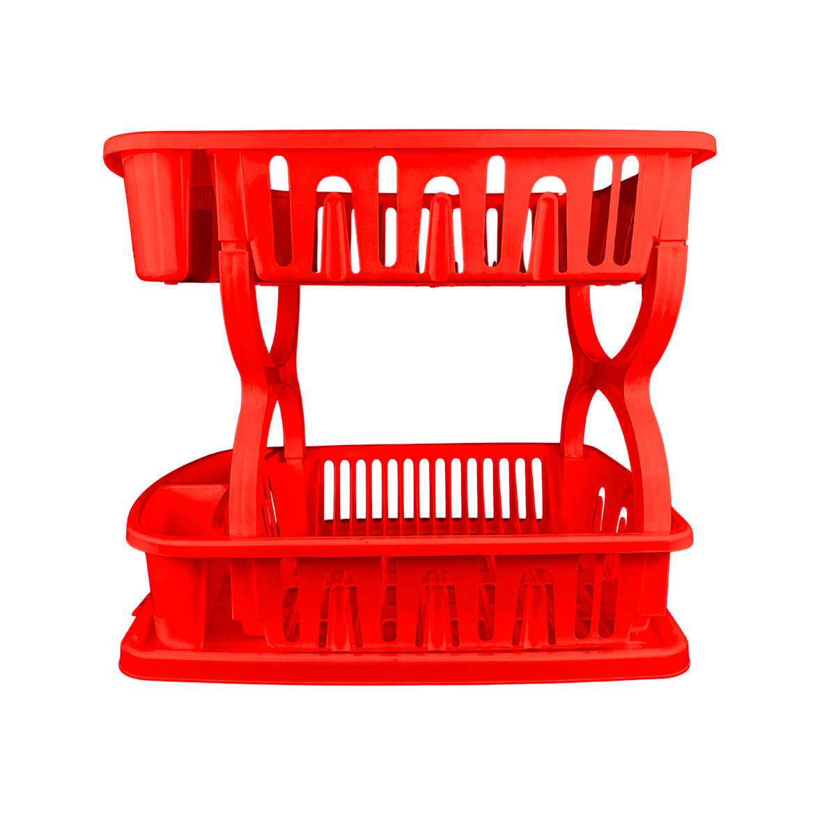 Escurridor de trastes doble con charola - Rojo
