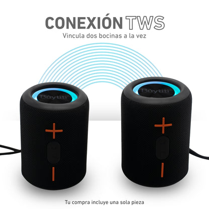 Bocina Bluetooth 2 en 1 con TWS y Luz LED