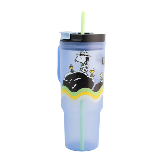 Termo de Plástico con Tapa y Popote Snoopy 1.2 Litros