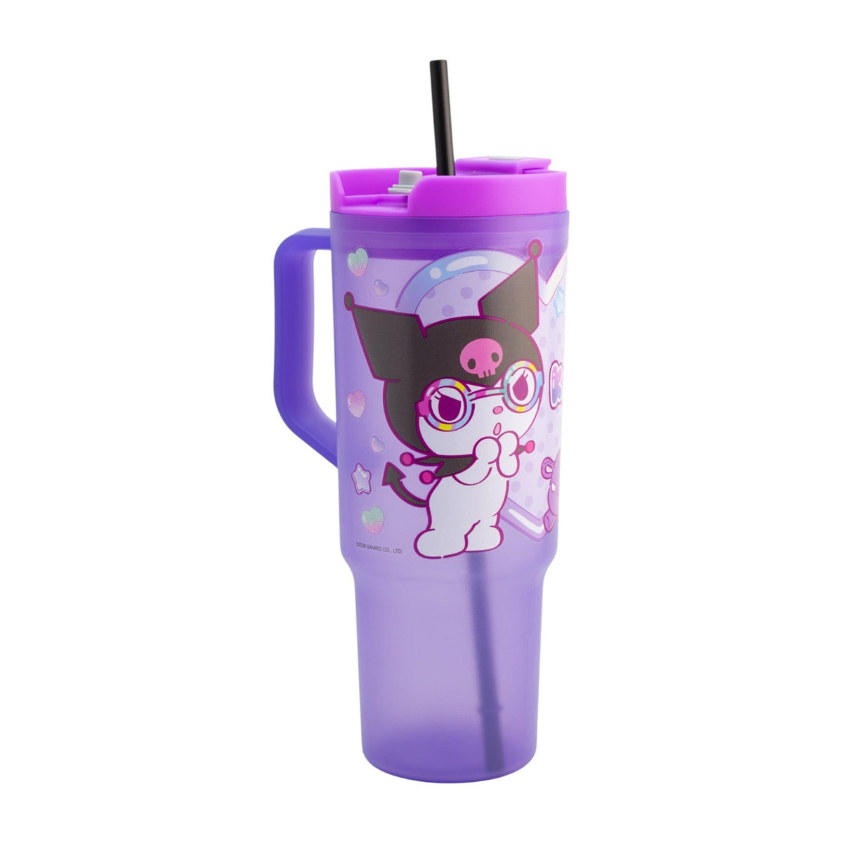 Termo de Plástico con Tapa y Popote Kuromi 1.2 Litros