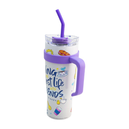 Termo de Acero Inoxidable con Doble Pared y Tapa Doble Friends Gris 1.2 Litros