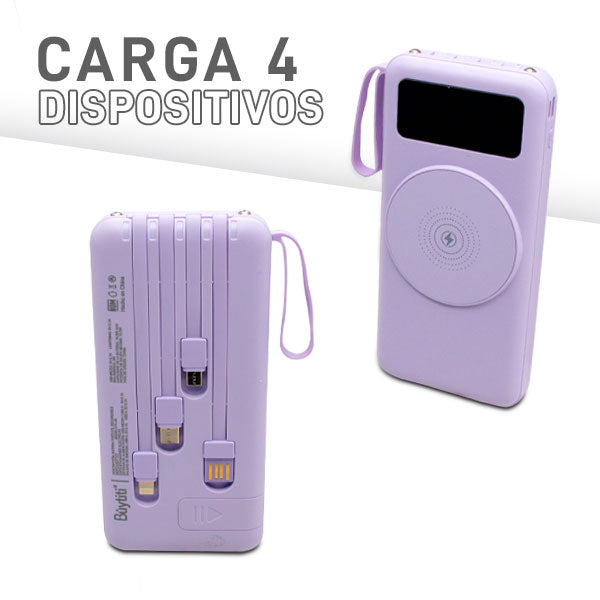 Power Bank de 10000 mAh con Carga Inalámbrica y Linterna LED