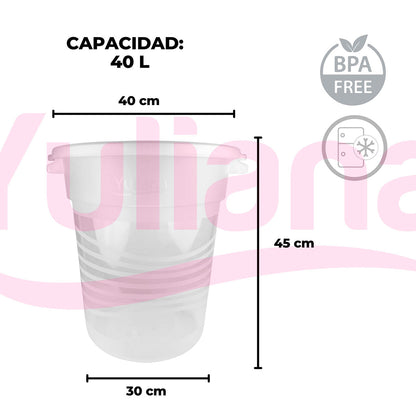 Bote con tapa de 40 Litros trasparente