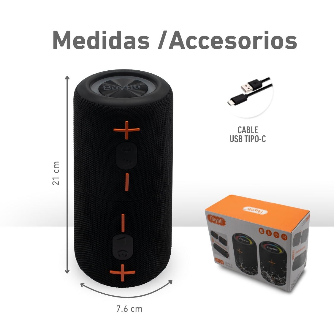 Bocina Bluetooth 2 en 1 con TWS y Luz LED