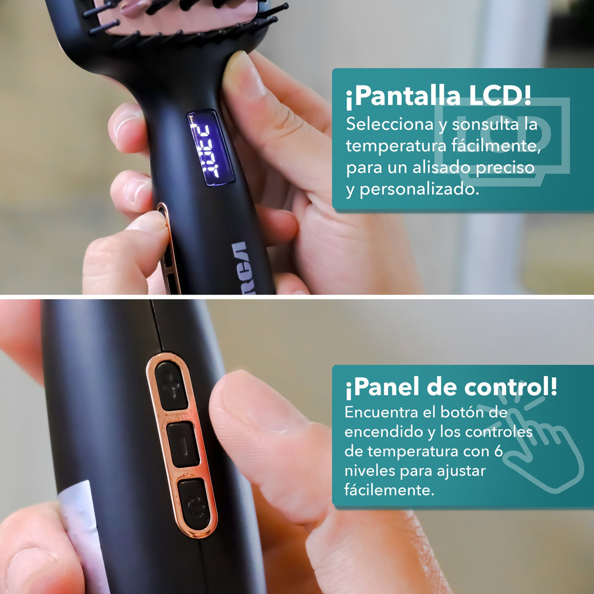 Rca Cepillo Alaciador Rc-p13n Cerámica 6 Niveles Color Negro - Negro