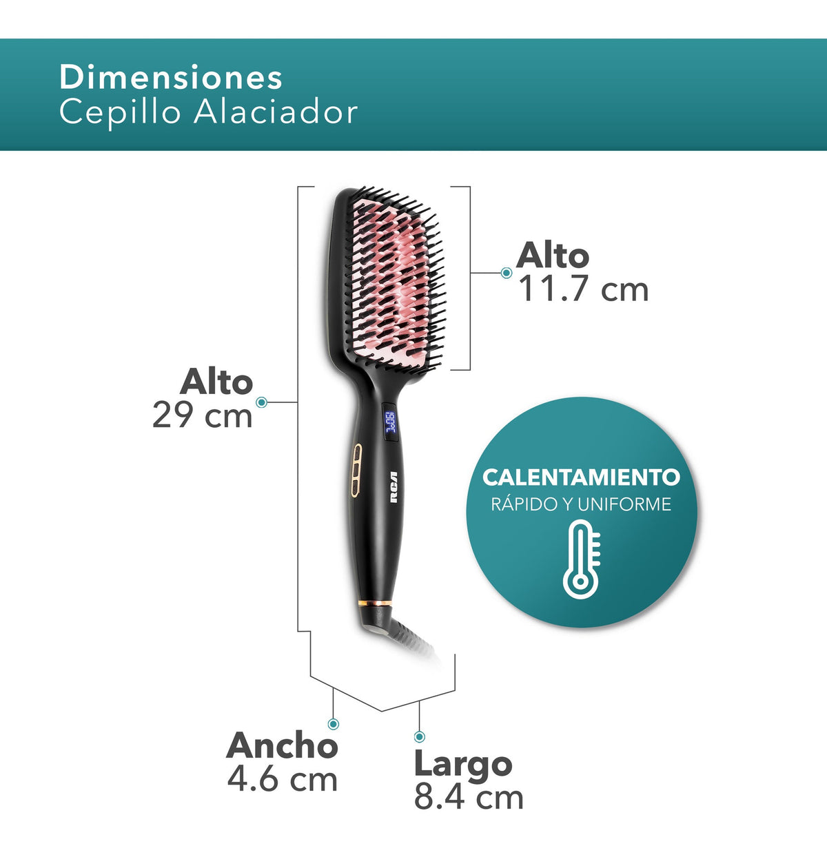Rca Cepillo Alaciador Rc-p13n Cerámica 6 Niveles Color Negro - Negro