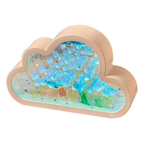 Lámpara LED con Diseño de Nube y Tulipanes