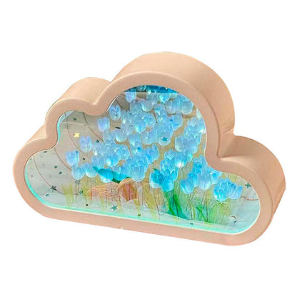 Lámpara LED con Diseño de Nube y Tulipanes