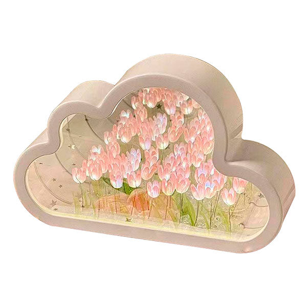 Lámpara LED con Diseño de Nube y Tulipanes