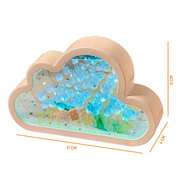 Lámpara LED con Diseño de Nube y Tulipanes