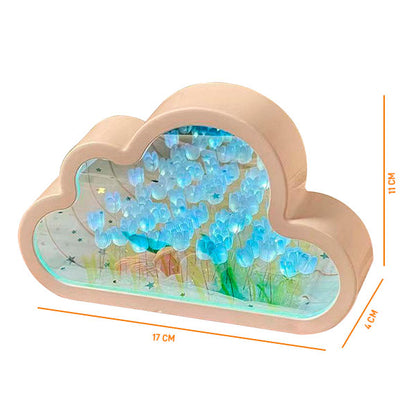 Lámpara LED con Diseño de Nube y Tulipanes