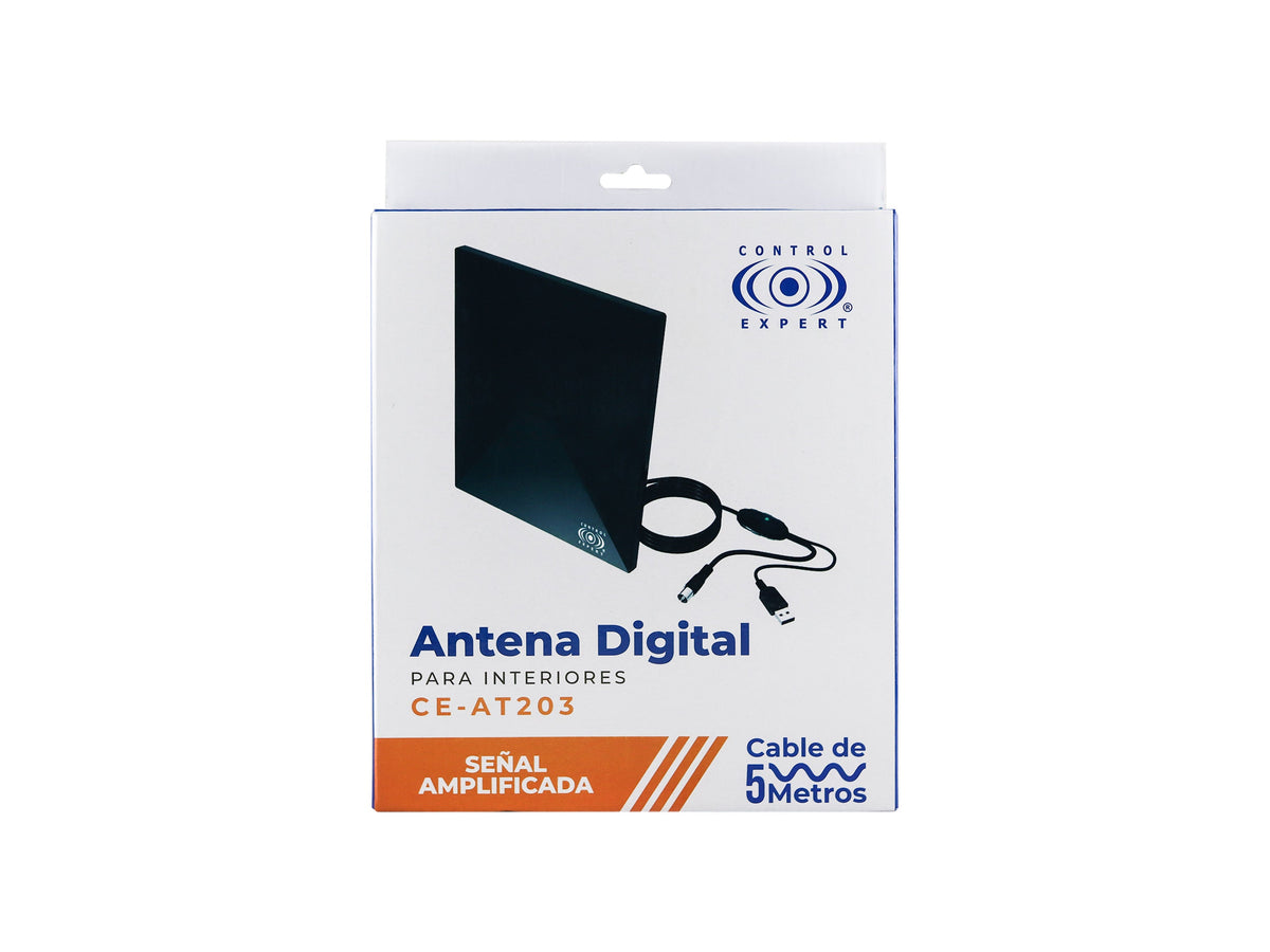 Antena de Alta Definición con Amplificador – VHF/UHF, 25 dB de Ganancia, 5V