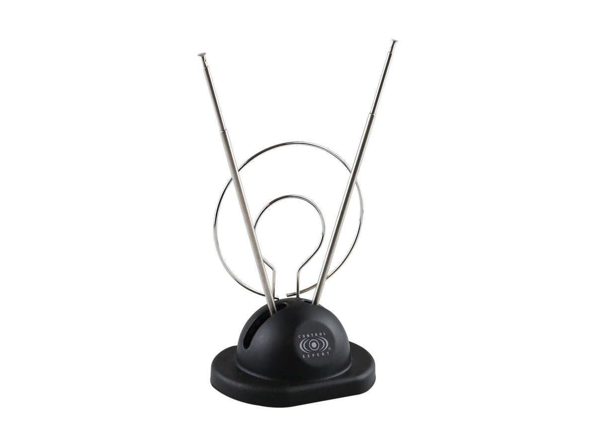 Antena de Conejo Universal con Anillos Metálicos – Alta Recepción HDTV/VHF/UHF