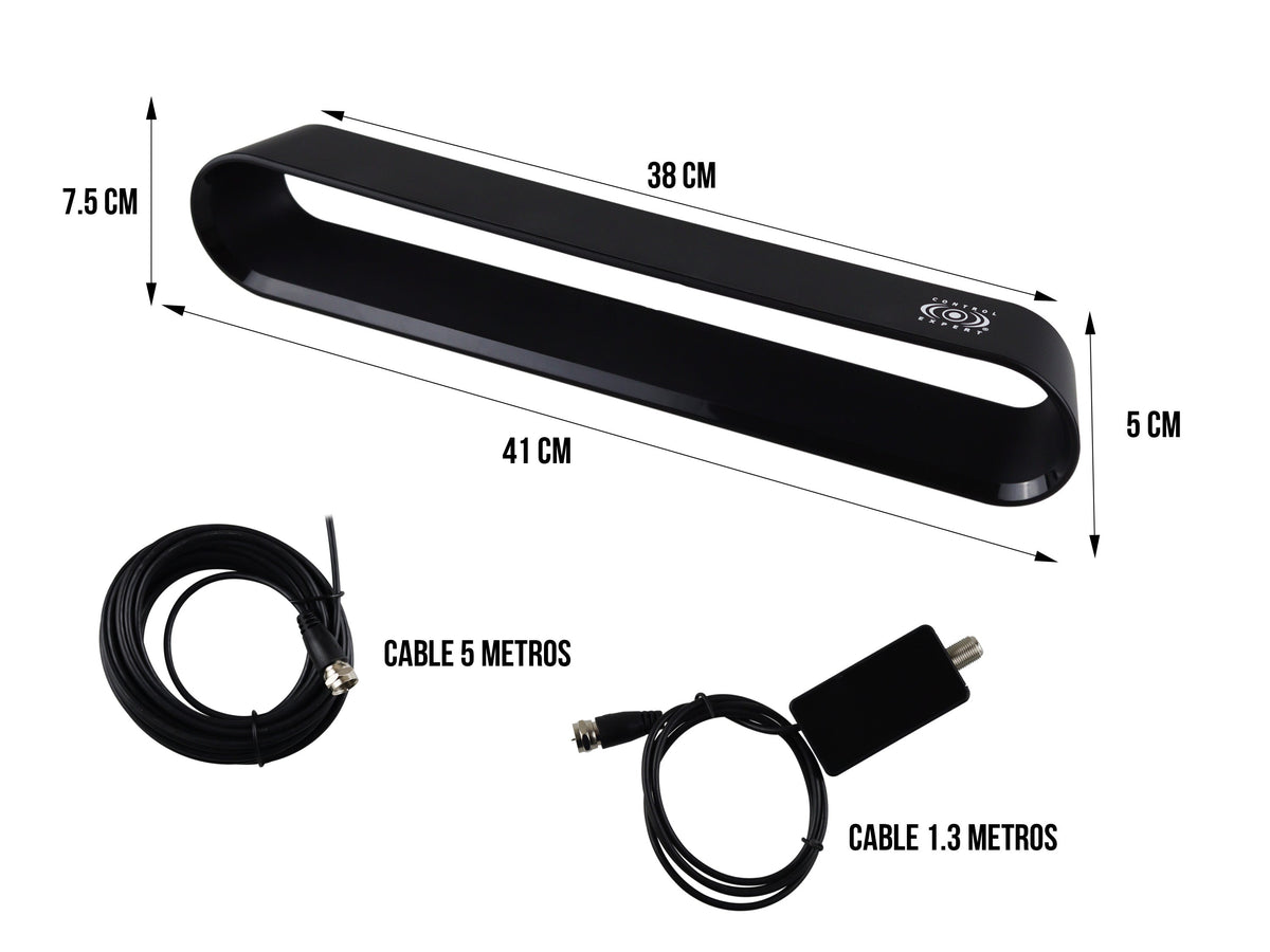 Antena de Interior con Amplificador USB y Cable Coaxial de 5 Metros – Máxima Recepción UHF / MHz