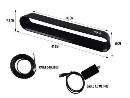 Antena de Interior con Amplificador USB y Cable Coaxial de 5 Metros – Máxima Recepción UHF / MHz