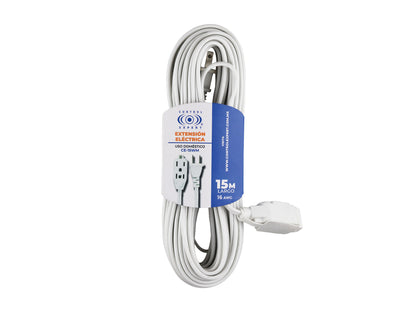 Extensión Eléctrica Hogar Y Oficina 15 Metros Color Blanco - Blanco