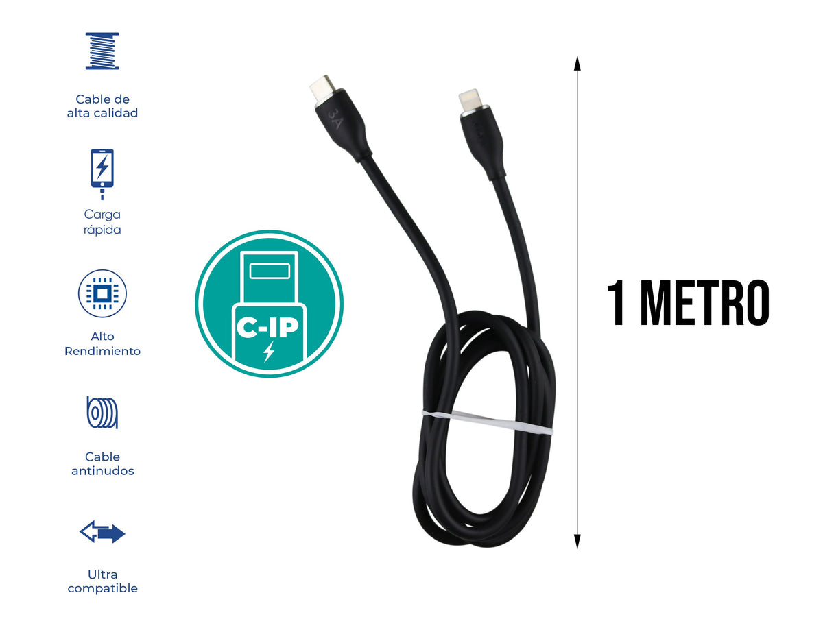Cable Tipo C a iPhone 30W Carga Rápida Negro - Negro