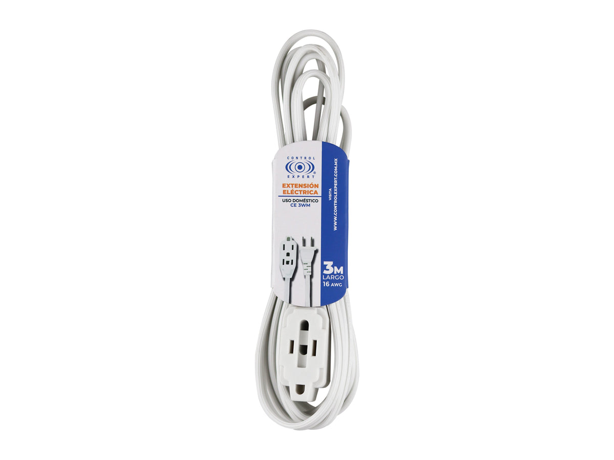 Extensión Eléctrica Hogar Y Oficina 3 Metros Color Blanco - Blanco