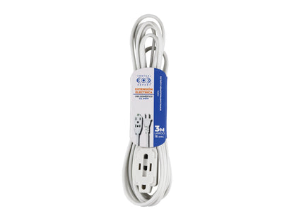 Extensión Eléctrica Hogar Y Oficina 3 Metros Color Blanco - Blanco