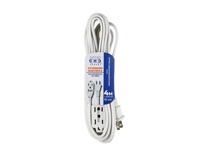 Extensión Eléctrica Hogar Y Oficina 4 Metros Color Blanco - Blanco