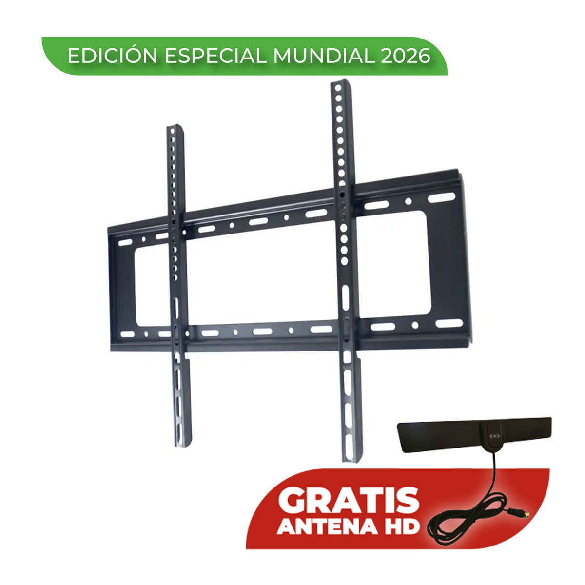 Soporte Fijo para Pantalla de 40" a 80" Ajustable, Alta Resistencia Incluye Antena HD