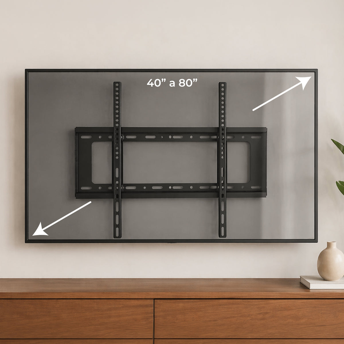 Soporte Fijo para Pantalla de 40" a 80" Ajustable, Alta Resistencia Incluye Antena HD