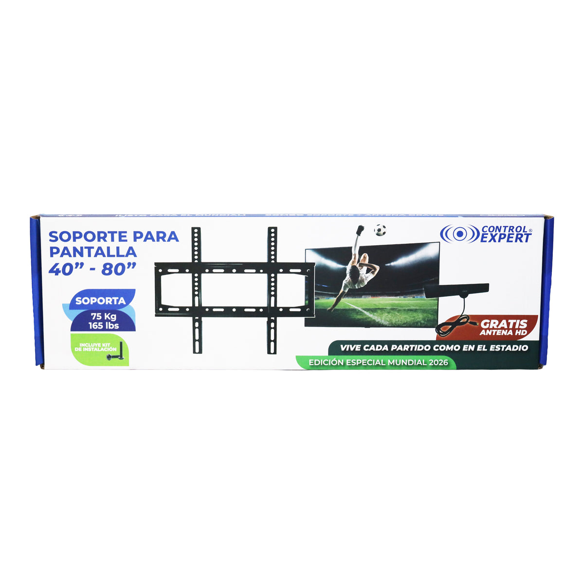 Soporte Fijo para Pantalla de 40" a 80" Ajustable, Alta Resistencia Incluye Antena HD