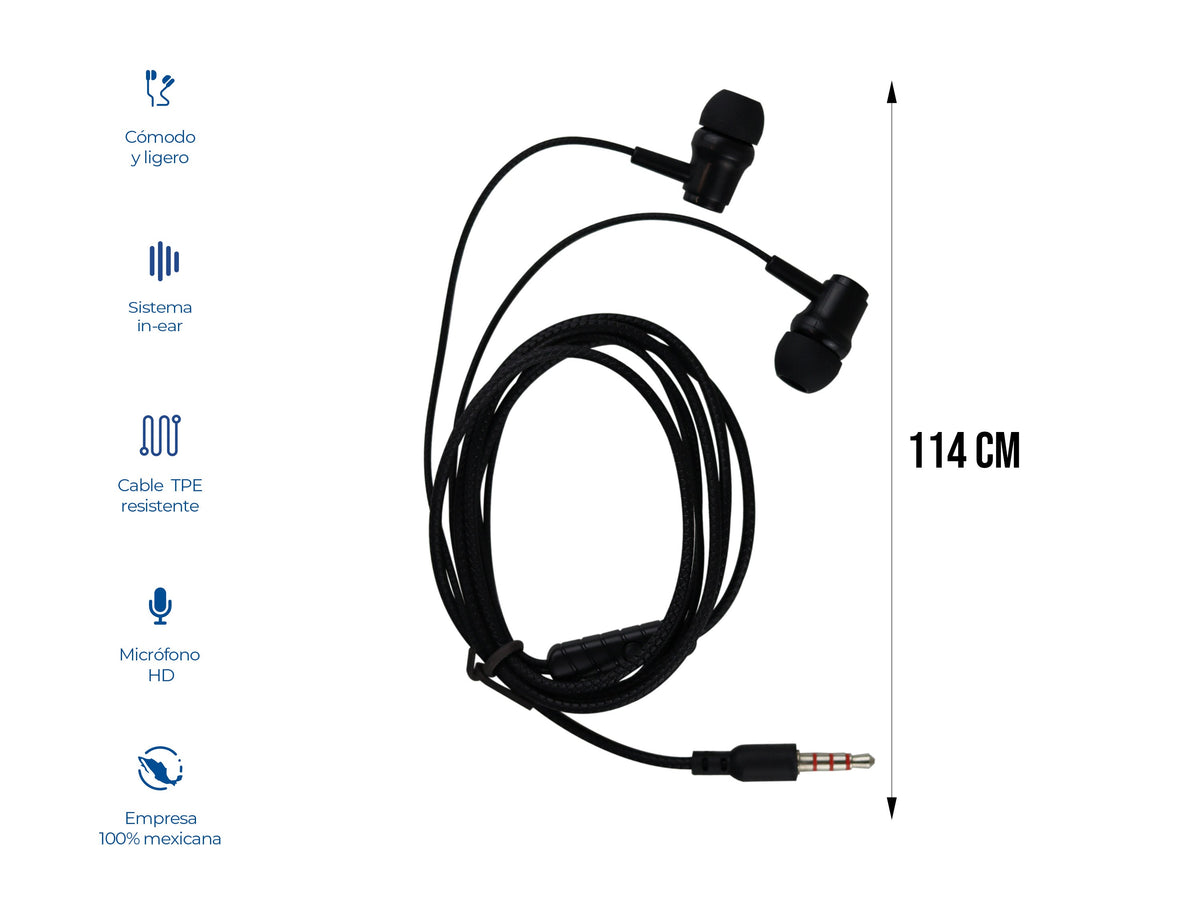 Audífonos con Cable CE-AU47 – Entrada 3.5 mm, Varios Colores - Blanco