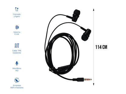 Audífonos con Cable CE-AU47 – Entrada 3.5 mm, Varios Colores - Blanco