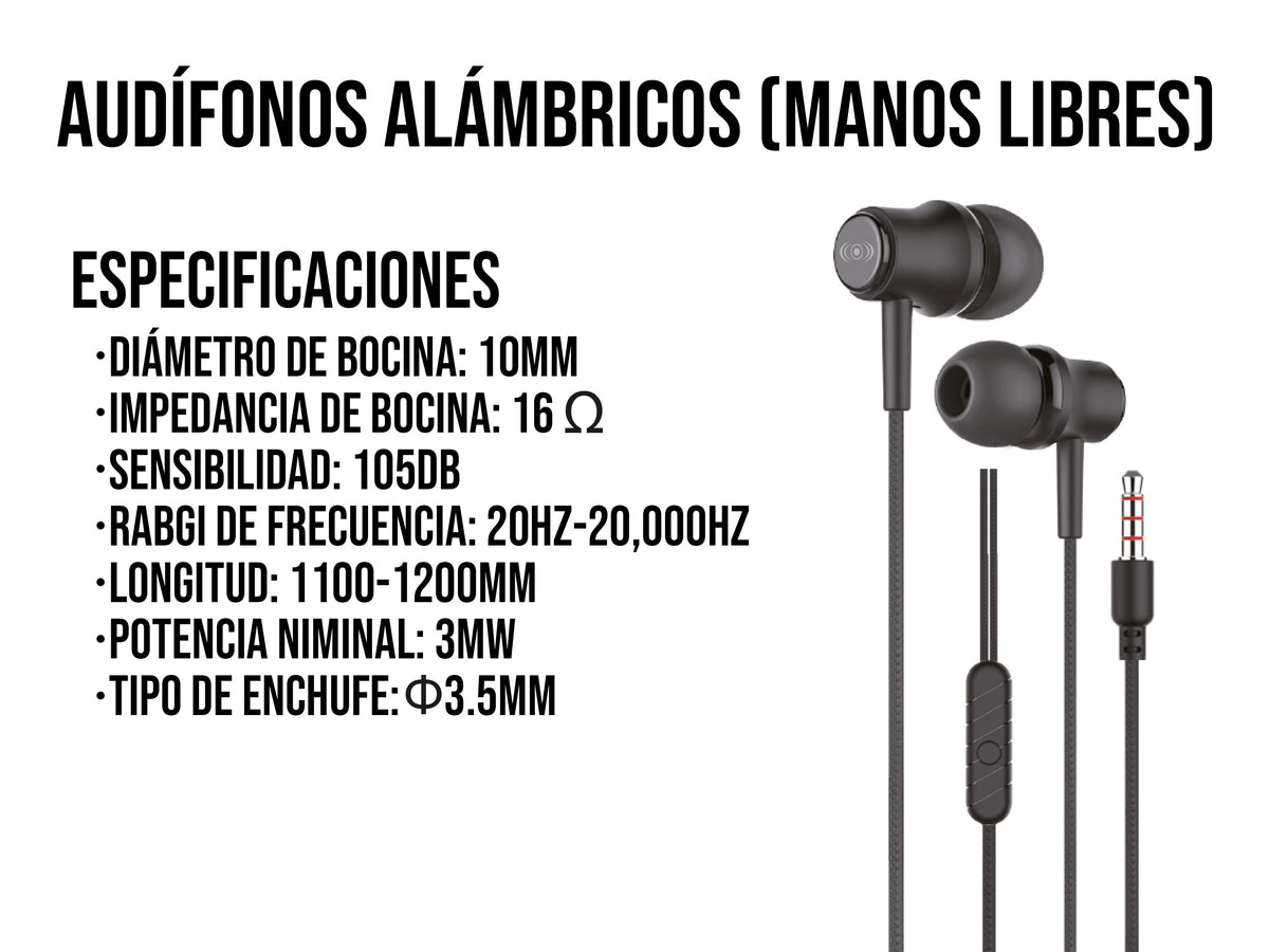 Audífonos con Cable CE-AU47 – Entrada 3.5 mm, Varios Colores - Blanco