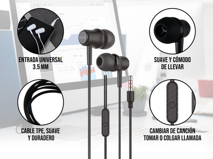 Audífonos con Cable CE-AU47 – Entrada 3.5 mm, Varios Colores - Blanco