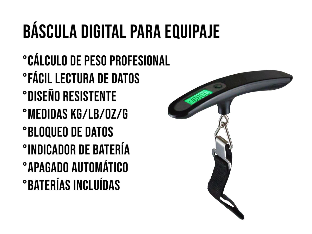 Báscula Digital para Equipaje 50 kg a 100 lbs - Negro