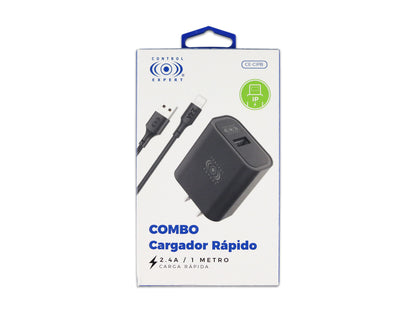 Combo Cargador IPhone 2.4A 10W - Negro