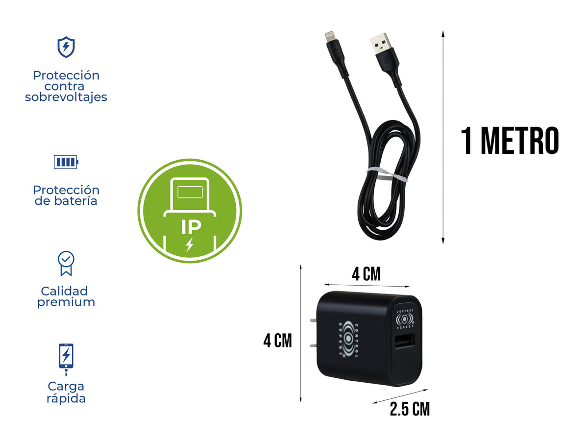 Combo Cargador IPhone 2.4A 10W - Negro
