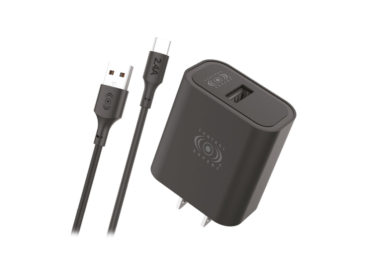 Combo Cargador Tipo C 2.4AMP Negro